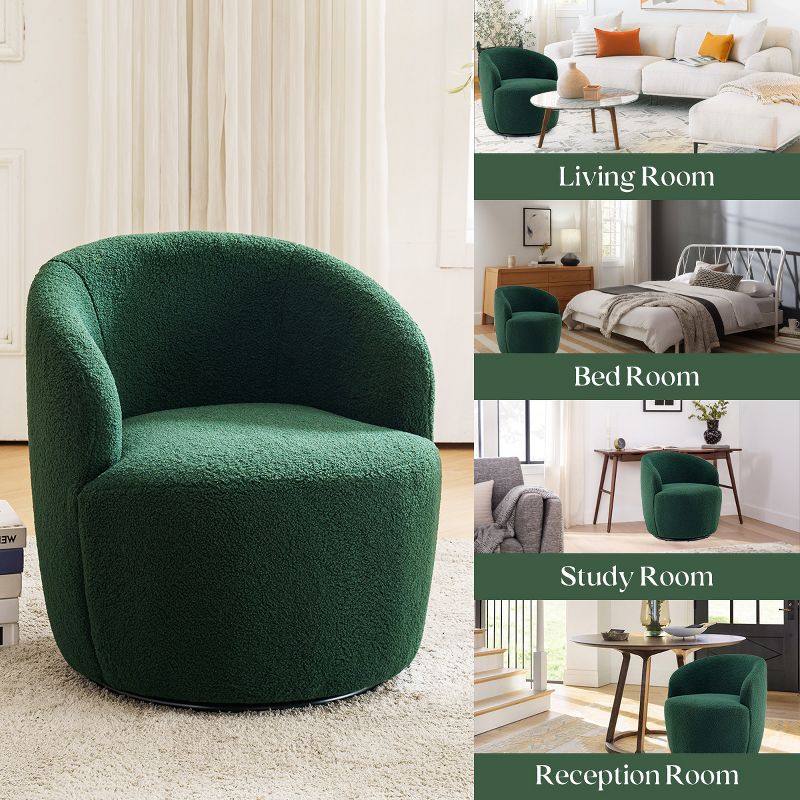 360° Swivel 25.60'' Wide Soft Touch Modern Teddy Tiny Upholstered Barrel Varity Chairs -The Pop Maison, 5 of 8