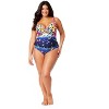Women's Plus Size Gradient Floral Underwire Surplice One Piece Swimsuit - 4 of 4