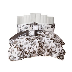 GlasFlength Bedding Sets King Cal King Floral Print Comforter Set Lively Colorful Cheerful For Living Spaces, Multicolored, 22.05"*18.5"*12.6" - 1 of 4