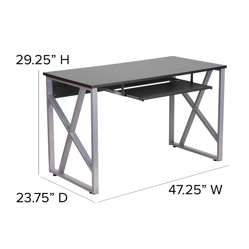 Flash Furniture Black Computer Desk with Pull-Out Keyboard Tray and Cross-Brace Frame, 6 of 9