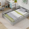 Wood Floor Bed with Safety Fence, Pine Montessori Frame with Door for Kids Bedroom or Playroom Use - Baofuwish - 3 of 4