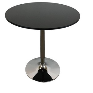 HomeRoots 36" Black and Silver Wood and Metal Pedestal Base Round Top Dining Table - 1 of 4