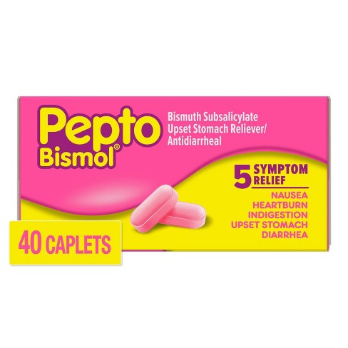Pepto-Bismol Caplets 5 Symptom Digestive Relief - Including Upset Stomach & Diarrhea Relief - 40ct - image 1 of 4