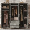 70.90"Modern 6-Doors Wooden Wardrobe Storage for Bedroom, with Big Drawers,Gray - 2 of 4