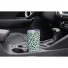 Elanze Designs 20 oz Stainless Steel On the Go Insulated Travel Tumbler With Push Top Lid, Forest Green Cheetah Leopard Print White - 3 of 4