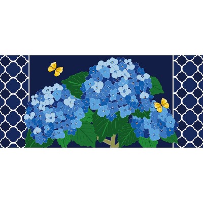 Evergreen Flag Hydrangea Blossoms Sassafras Switch Mat 10 x 22 Inch Interchangeable Door and Floormat for Homes Gardens and Yards