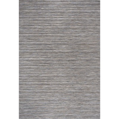 Reversible Dark Gray/Blue Striped Synthetic Area Rug 9' x 12'