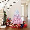 White & Pink Flocked Christmas Tree, Full Branch Tips, Fire-Resistant PVC, Hinged Design with Stable Metal Stand - 3 of 4