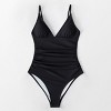 Women's Black One Piece Swimsuit Ruched V Neck Bathing Suit -cupshe ...