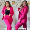 EXLURA Women's Business Blazer and High Elastic Waist Pant Suit Set Loose Fit Casual Fall Winter 2 Piece Suits for Work - 3 of 4