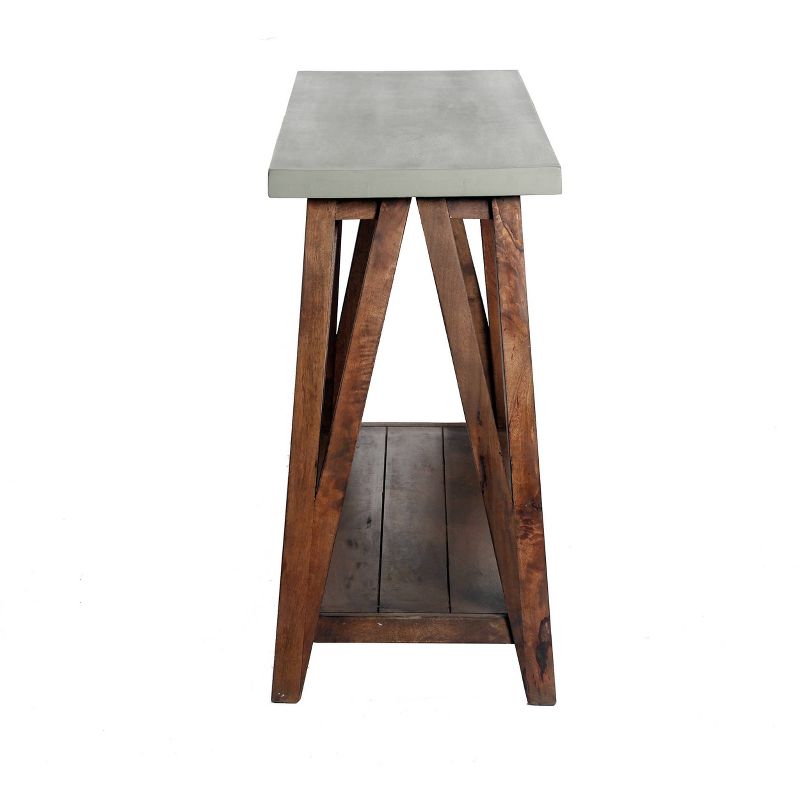 52&#34; Brookside Console Media Table Concrete Coated Top and Wood Light Gray/Brown - Alaterre Furniture, 4 of 8