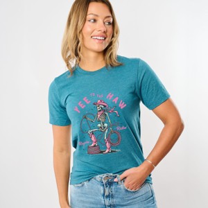 Simply Sage Market Yee To The Haw Skeleton Short Sleeve Tee - 2XL - Teal - 1 of 4