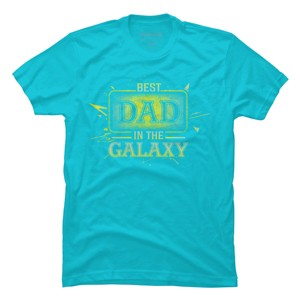Men's Design By Humans Best Dad In Galaxy Badge By AmusingDesignCo T-Shirt - 1 of 2