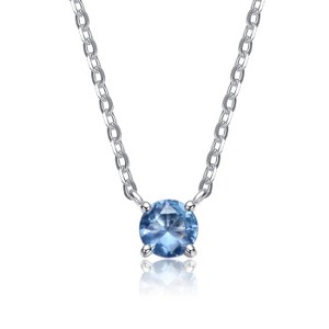 Guili Sterling Silver Necklace with 14K Gold Plating and Birthstone Solitaire – Available in Stunning Gemstone Colors for Personalization - 1 of 3