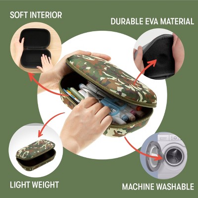 Green Camo Polyester Zippered Pencil Box