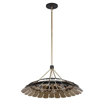 Midnight Black and Gold 6-Light Metal Dome Pendant