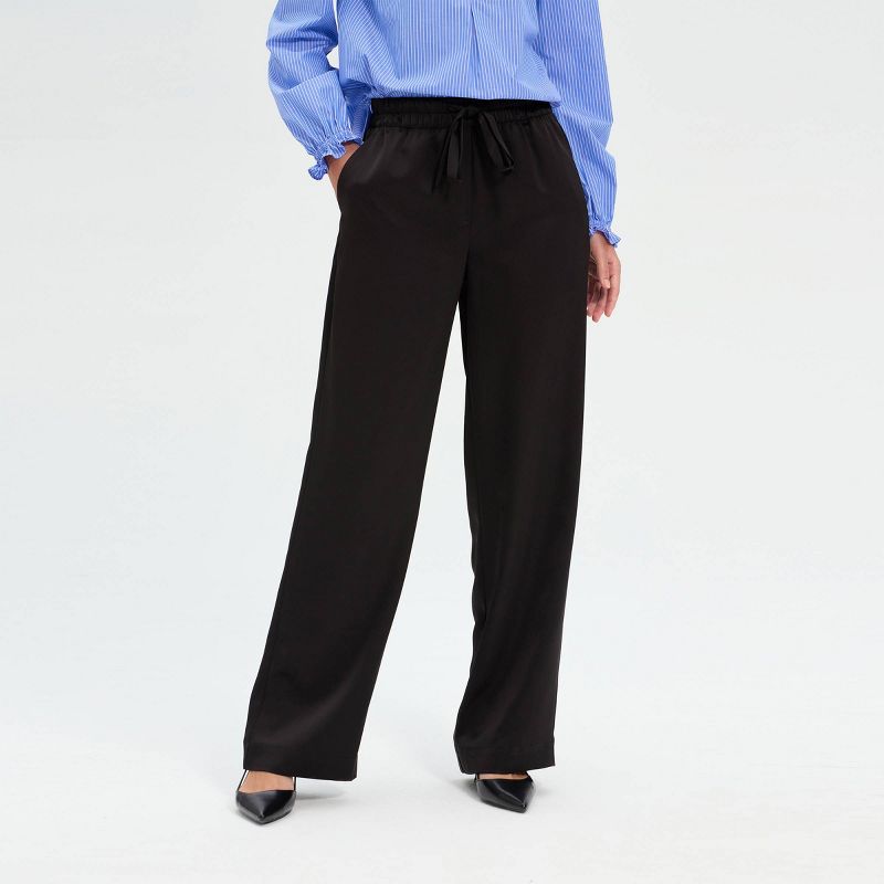 Women's High-Rise Wide Leg Trousers - A New Day™ Black XS