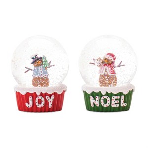 Gingerbread Snowman Christmas Globe Set of 2 With Holiday Words by Melrose - 1 of 3
