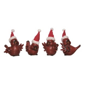 Transpac Large Resin Cute Cardinal w/Hat Set of 4 Christmas Home Decorations - 1 of 1