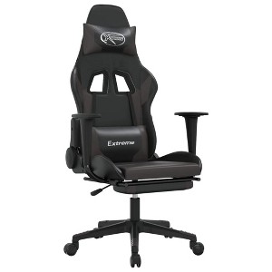 vidaXL Adjustable Gaming Chair - Black and Gray, Faux Leather, Ergonomic Design, 360-Degree Swivel, Rolling Castors, Reclining Backrest and Footrest - 1 of 4