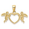 Black Bow Jewelry 14k Yellow Gold Flying Cherubs Holding-Heart Pendant, 28mm - 3 of 4