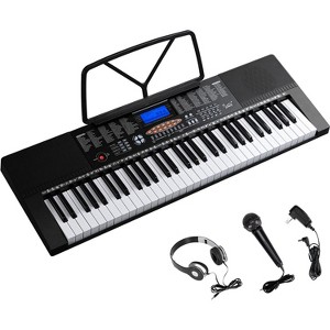 GLARRY 61Key Portable Electronic Piano Keyboard w/LCD Screen, Microphone, Headphones, Sheet Stand, 3 Teaching Modes, Built-In Speakers, Dual Keyboard - 1 of 4