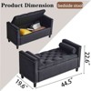 CAVINAS Storage Bench for Bedroom,Velvet Storage Ottoman Bench with Armrests and Nailhead Trim for Living Room,Bedroom,Black/Cream White - 3 of 4