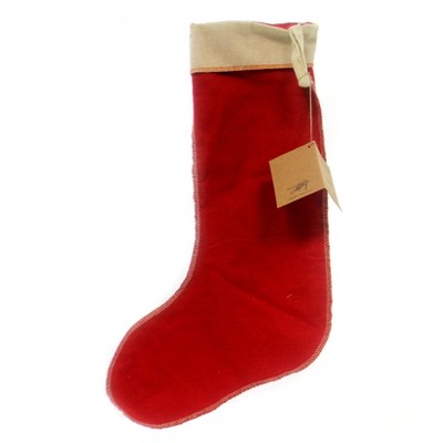 Vintage Red Felt Dog Christmas Stocking with Bells