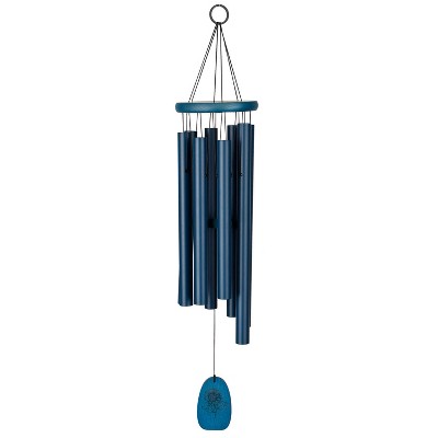 Blue Ash Wood and Aluminum Wind Chime with Sunflower Design