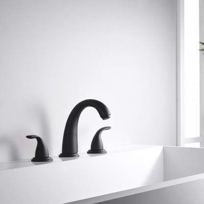 Matte Black Double Handle Roman Tub Faucet with Valve