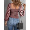 Coolmee Blouses for Women Long Lantern Sleeve Shirts Square Neck Casual Smocked Tunic Tops Spring Fall Winter Clothes - 3 of 4