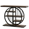 Resenkos Entryway Table, Console Sofa Table,39" Console Table, 5-Tier Entryway Table Sofa Table with Circle Base Brown - 2 of 2