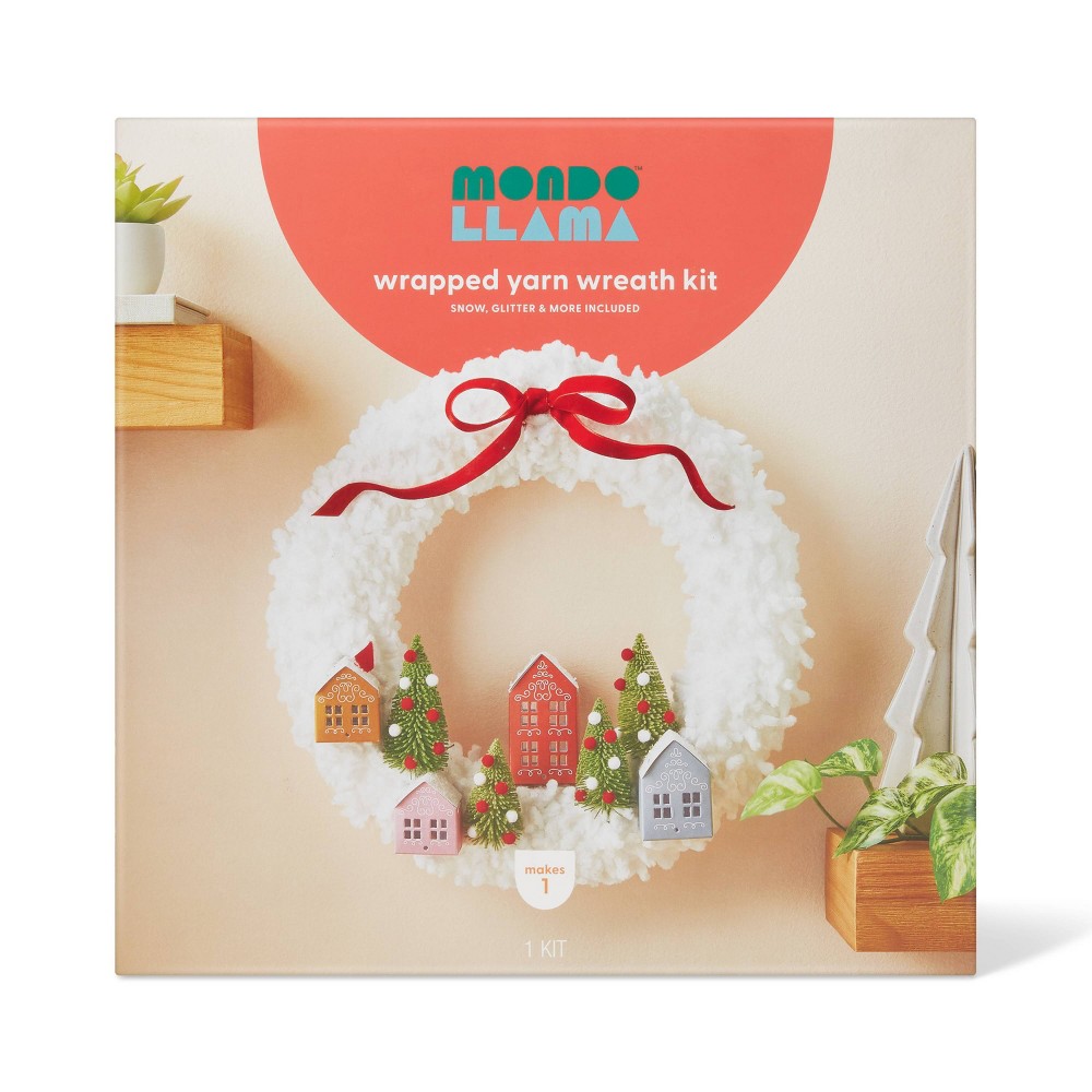 Christmas Craft Create-Your-Own Wreath Kit - Mondo Llama™: DIY Art Kit, Holiday Theme, Adult Craft Activity