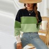 Women's Long Sleeve Colorblock Knit Round Neck Sweater-Cupshe - 2 of 4