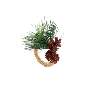 Saro Lifestyle Forest Floor Pinecone Napkin Ring (Set of 4), Brown - 1 of 3