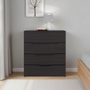 4 drawer black dresser with Drawers Wengue Bedroom Living Room Deep Drawers Smooth Operation Melamine Finish FSC Certified : Target Size:UK8/US4 How can you miss Work Wear Stylish Outfit Inspiration: Black