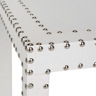 Lena White Wood and Metal Rectangular End Table