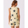 cheibear Women's Cotton Star Print Sleeveless Top and Shorts Casual Pajama 2 Piece Sets - image 3 of 4