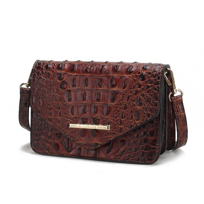 MKF Collection Vanta Women's Crossbody Croc-Embossed Saddle Handbag by Mia K
