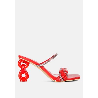 London Rag Womens Big Plan Diamante Detail Mid Heel Sandals 10 : Target