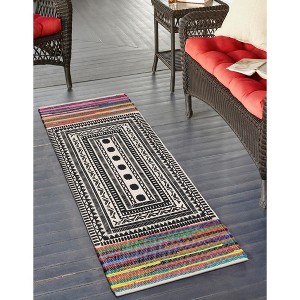 Unique Loom Chindi Cotton Collection Area Rug - Avani (2'  x 8' Runner Multi/Black) - 1 of 4