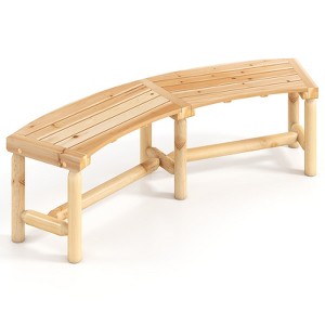 Tangkula Patio Curved Bench for 2-3 People Outdoor Loveseat for Backyard Garden - 1 of 4