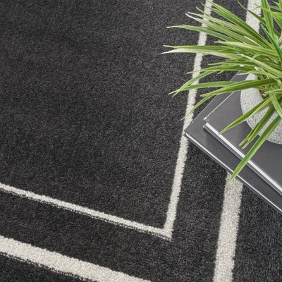 Black Ivory 5' Square Reversible Indoor/Outdoor Rug