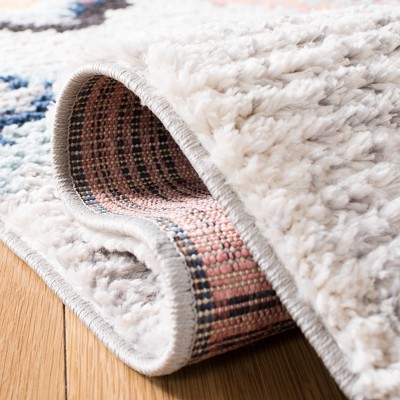 Ivory and Multicolor Synthetic Bohemian Diamond Area Rug, 3' x 5'