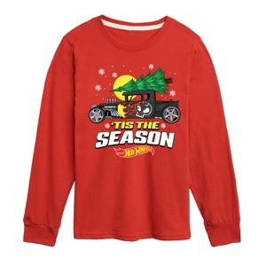 Boys' - Hot Wheels - Christmas Tree Tis The Season Long Sleeve Graphic T-Shirt - 1 of 4