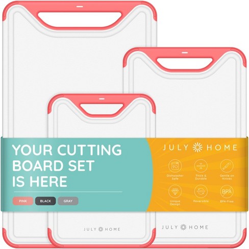 July Home Plastic Cutting Board Set Of 3, Dishwasher Safe With