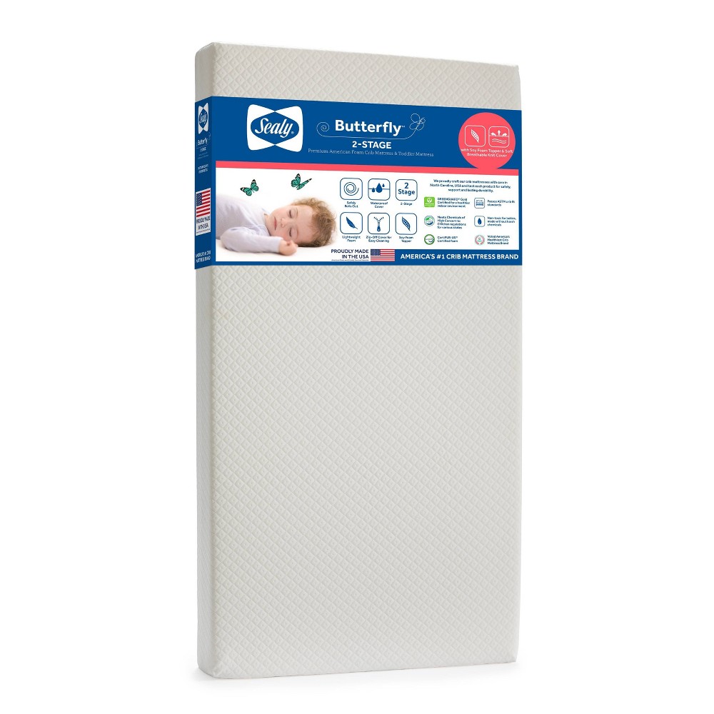 UPC 031878268063 product image for Sealy Butterfly 2-Stage Breathable Knit Ultra Firm Crib and Toddler Mattress | upcitemdb.com