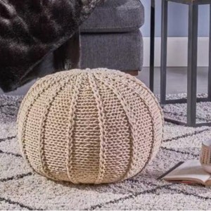 Cotton Knitted Round Pouf,Functional Footrest and Extra Seat for Living Room,Bedroom,or Office – The Pop Home - 1 of 4