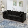 84.5'' Velvet Upholstered 3-Seater Sofa with Square Arms and Nailhead Trim, Hidden Storage - 3 of 4