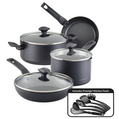 Farberware Reliance 12pc Nonstick Aluminum Cookware Set With Prestige Tools  Black : Target